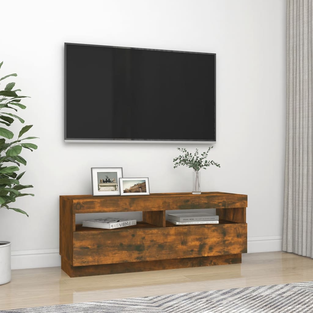 Mobile Porta TV con Luci LED Rovere Fumo 100x35x40 cm cod mxl 24961