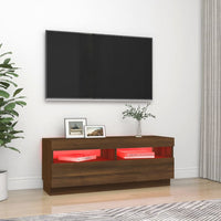 Mobile Porta TV con Luci LED Rovere Marrone 100x35x40 cm