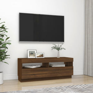 Mobile Porta TV con Luci LED Rovere Marrone 100x35x40 cm