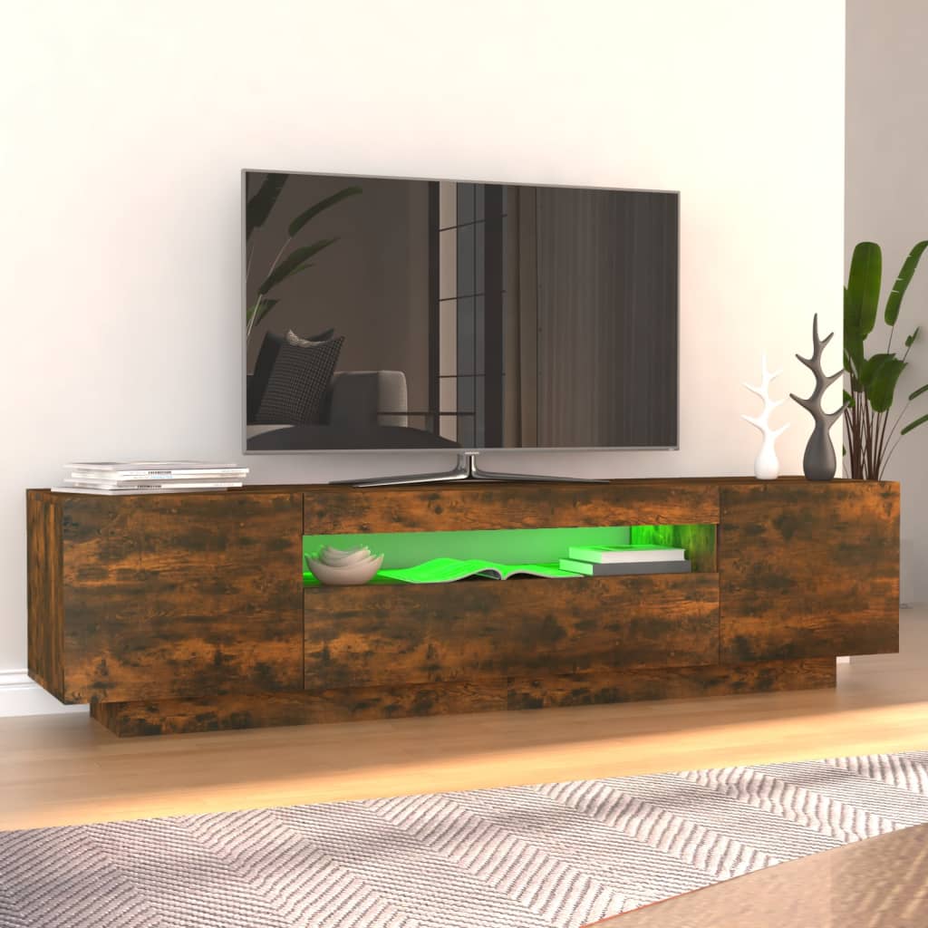 Mobile Porta TV con Luci LED Rovere Fumo 160x35x40 cm cod mxl 5850