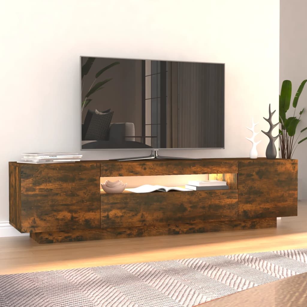 Mobile Porta TV con Luci LED Rovere Fumo 160x35x40 cm cod mxl 5850