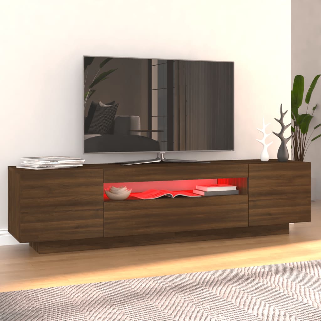 Mobile Porta TV con Luci LED Rovere Marrone 160x35x40 cm cod mxl 11768