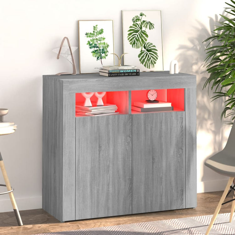 Credenza con Luci LED Grigio Sonoma 80x35x75 cm cod mxl 20081