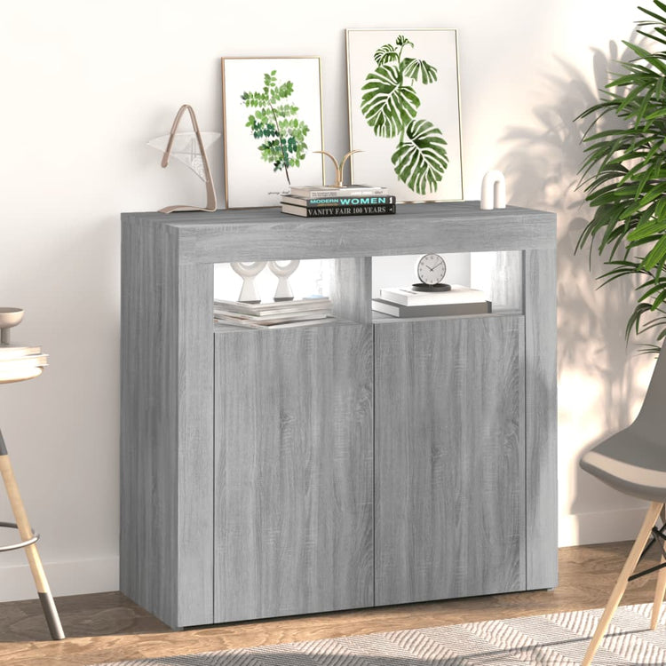 Credenza con Luci LED Grigio Sonoma 80x35x75 cm cod mxl 20081