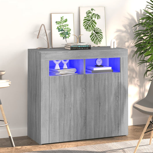 Credenza con Luci LED Grigio Sonoma 80x35x75 cm cod mxl 20081