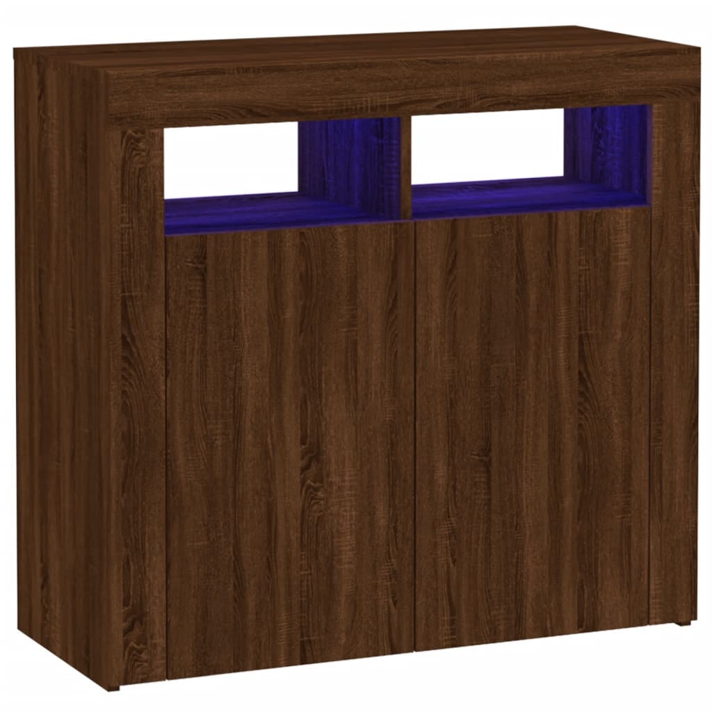 Credenza con Luci LED Rovere Marrone 80x35x75 cm cod mxl 24922