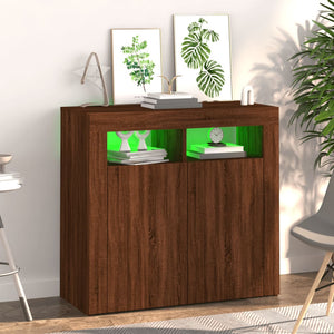 Credenza con Luci LED Rovere Marrone 80x35x75 cm cod mxl 24922