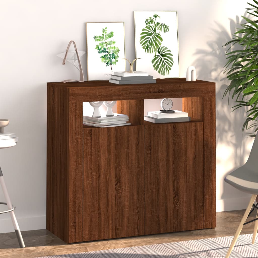 Credenza con Luci LED Rovere Marrone 80x35x75 cm cod mxl 24922