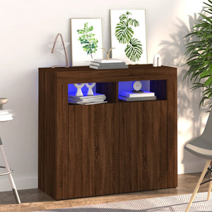 Credenza con Luci LED Rovere Marrone 80x35x75 cm cod mxl 24922