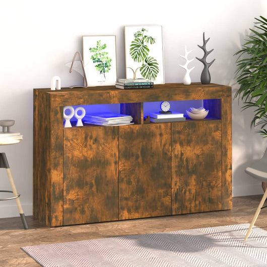 Credenza con Luci LED Rovere Fumo 115,5x30x75 cm cod mxl 6127