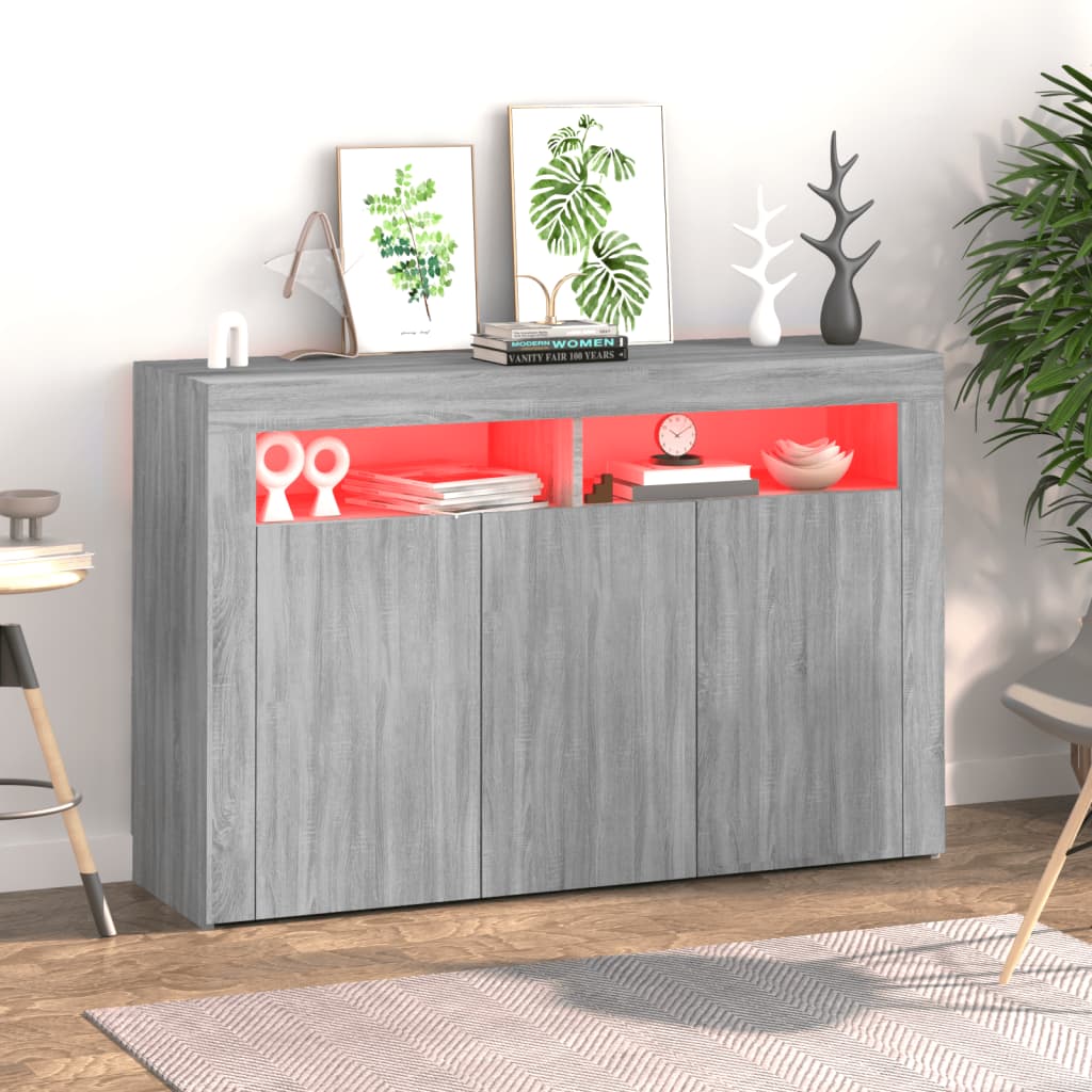 Credenza con Luci LED Grigio Sonoma 115,5x30x75 cm cod mxl 25017