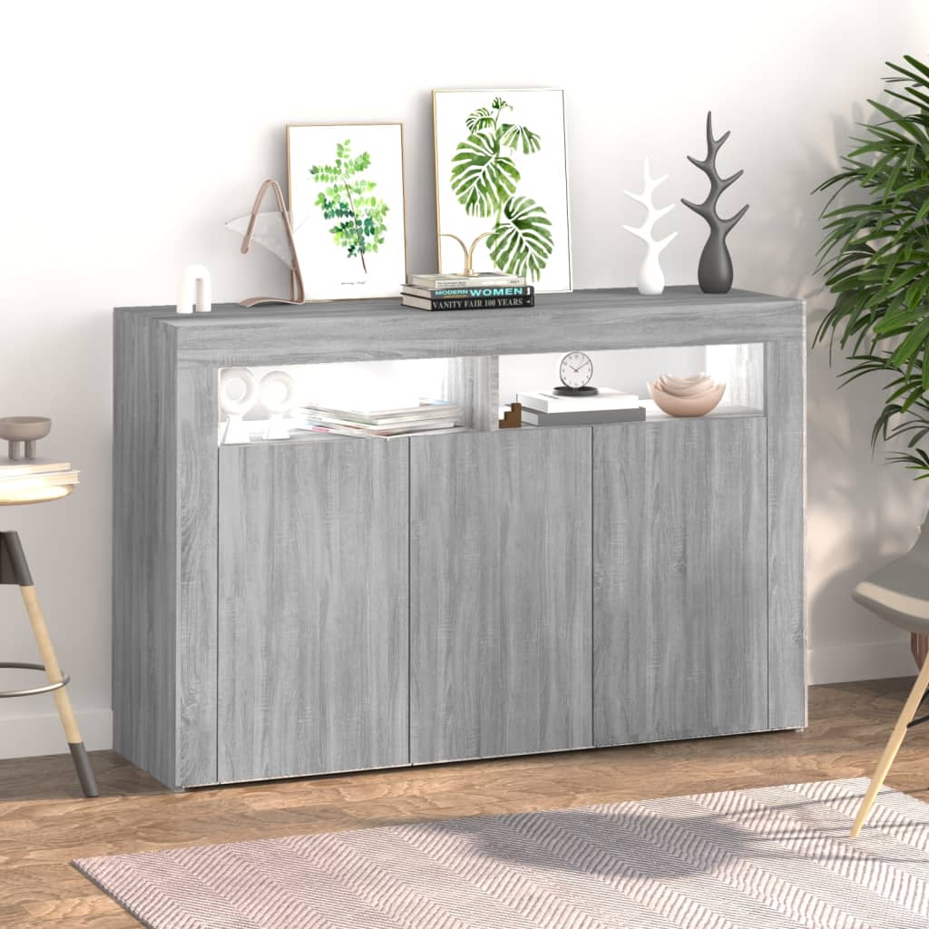 Credenza con Luci LED Grigio Sonoma 115,5x30x75 cm cod mxl 25017