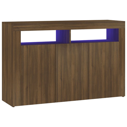 Credenza con Luci LED Rovere Marrone 115,5x30x75 cm cod mxl 22767