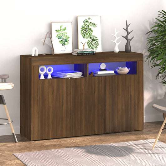 Credenza con Luci LED Rovere Marrone 115,5x30x75 cm cod mxl 22767