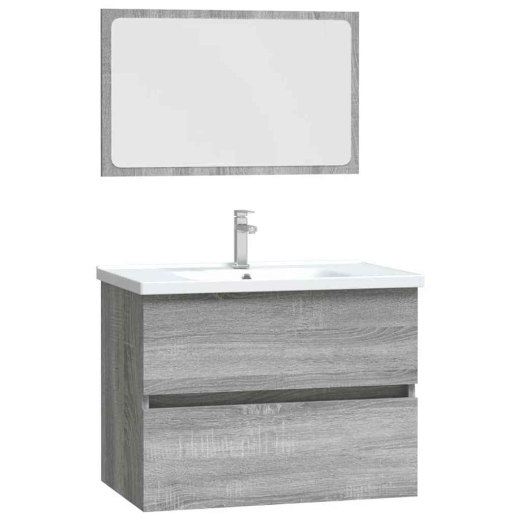 Set Mobili da Bagno 2 pz Grigio Sonoma in Legno Multistrato cod mxl 14090