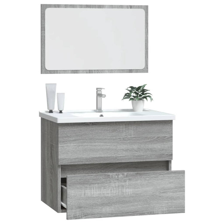 Set Mobili da Bagno 2 pz Grigio Sonoma in Legno Multistrato cod mxl 14090