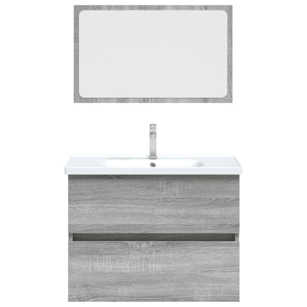 Set Mobili da Bagno 2 pz Grigio Sonoma in Legno Multistrato cod mxl 14090