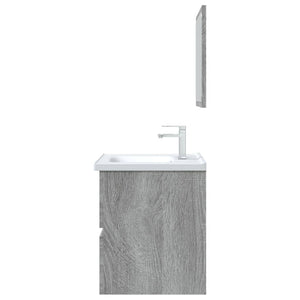 Set Mobili da Bagno 2 pz Grigio Sonoma in Legno Multistrato cod mxl 14090