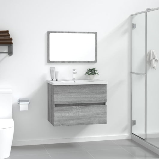 Set Mobili da Bagno 2 pz Grigio Sonoma in Legno Multistrato cod mxl 14090