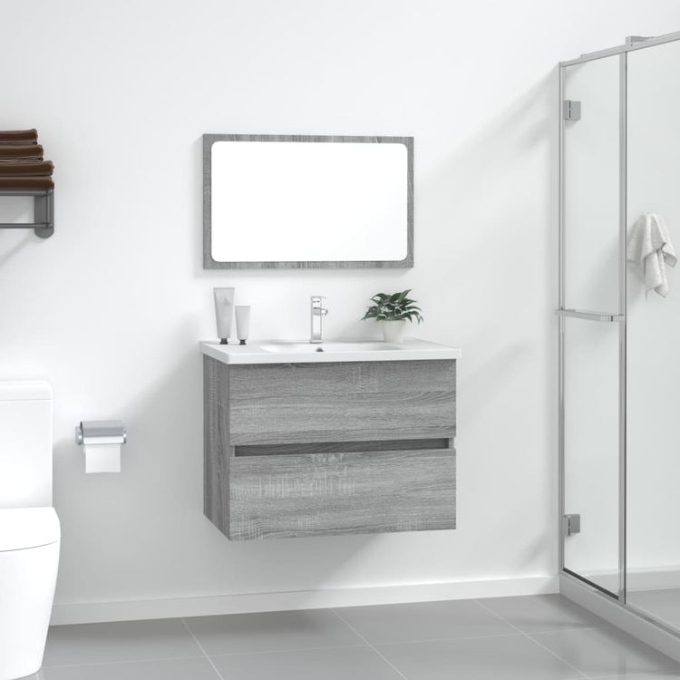 Set Mobili da Bagno 2 pz Grigio Sonoma in Legno Multistrato cod mxl 14090