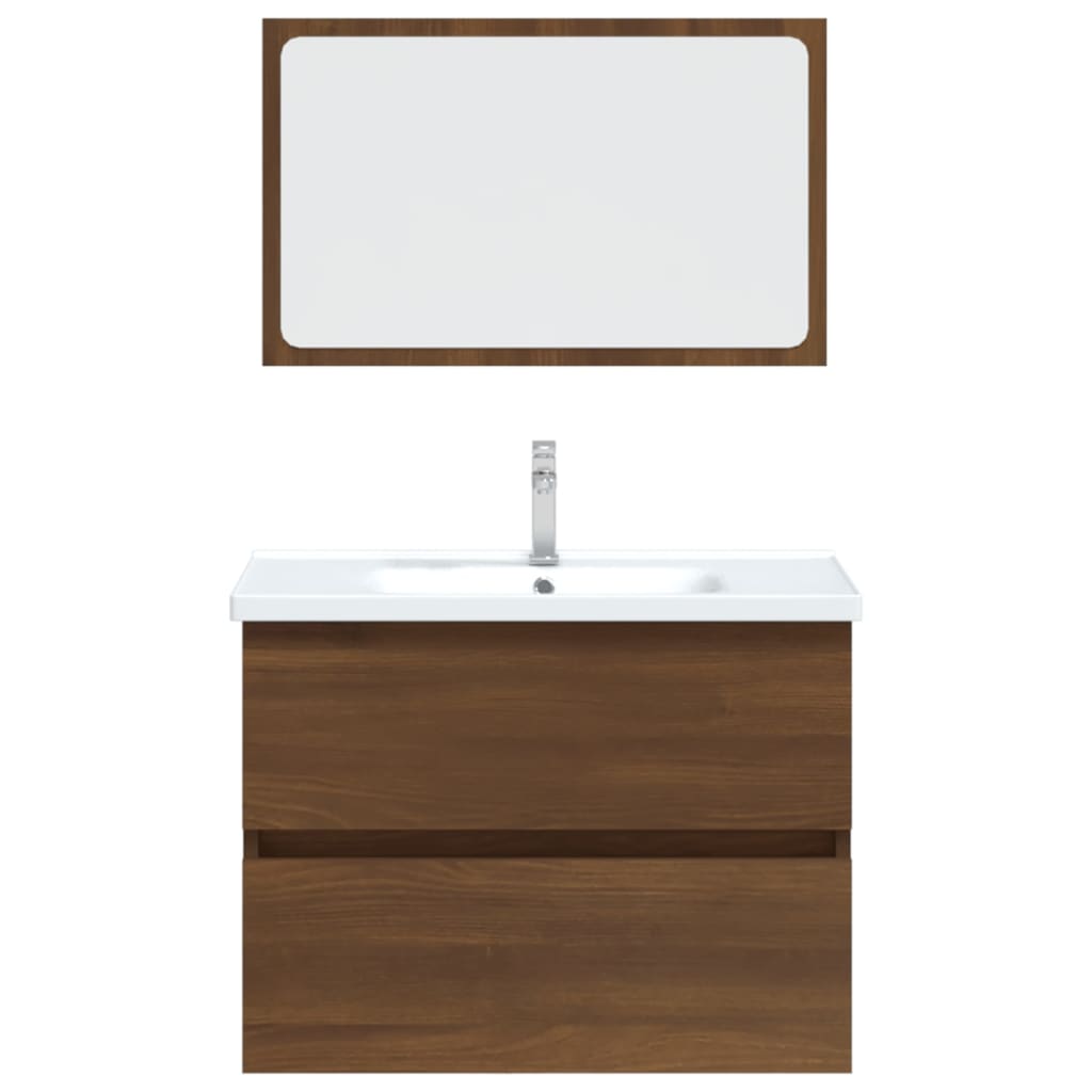 Set Mobili da Bagno 2 pz Rovere Marrone in Legno Multistrato 815737