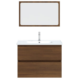 Set Mobili da Bagno 2 pz Rovere Marrone in Legno Multistrato 815737