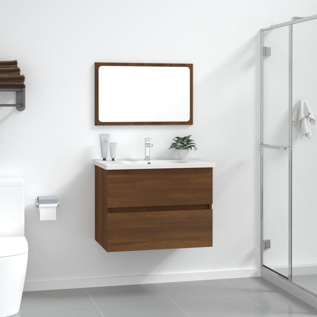 Set Mobili da Bagno 2 pz Rovere Marrone in Legno Multistrato 815737