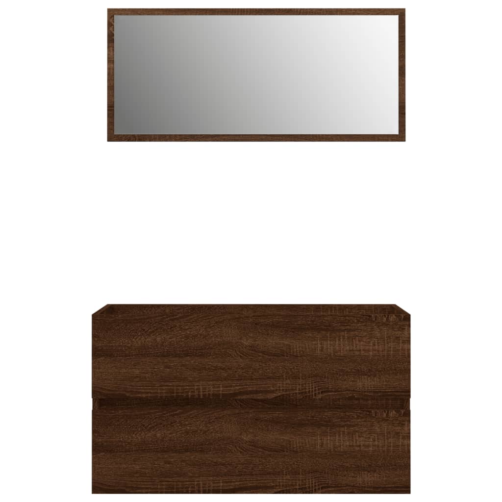 Set Mobili da Bagno 2 pz Rovere Marrone in Legno Multistrato 815740