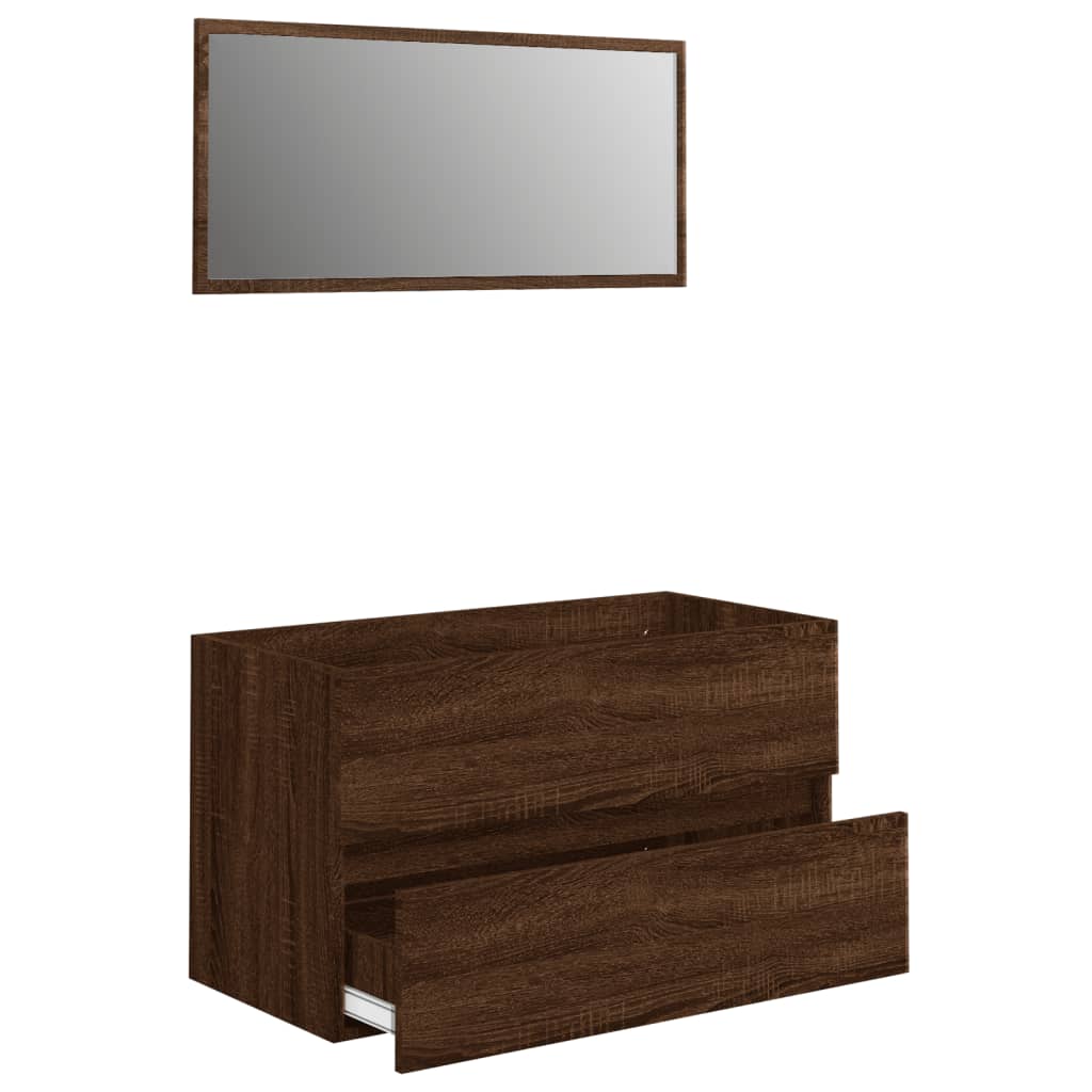 Set Mobili da Bagno 2 pz Rovere Marrone in Legno Multistrato 815740