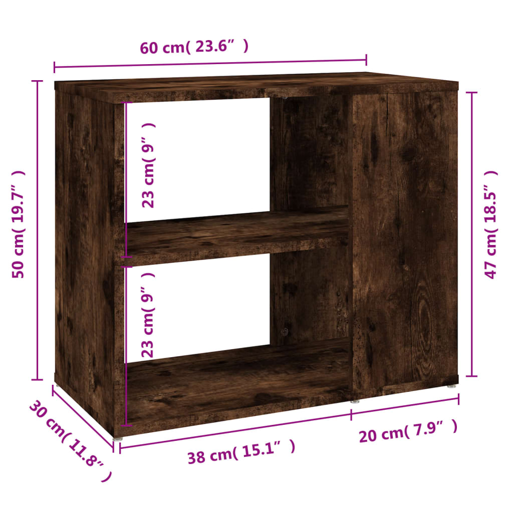 Mobiletto Laterale Rovere Fumo 60x30x50 cm in Legno Multistrato cod mxl 9557