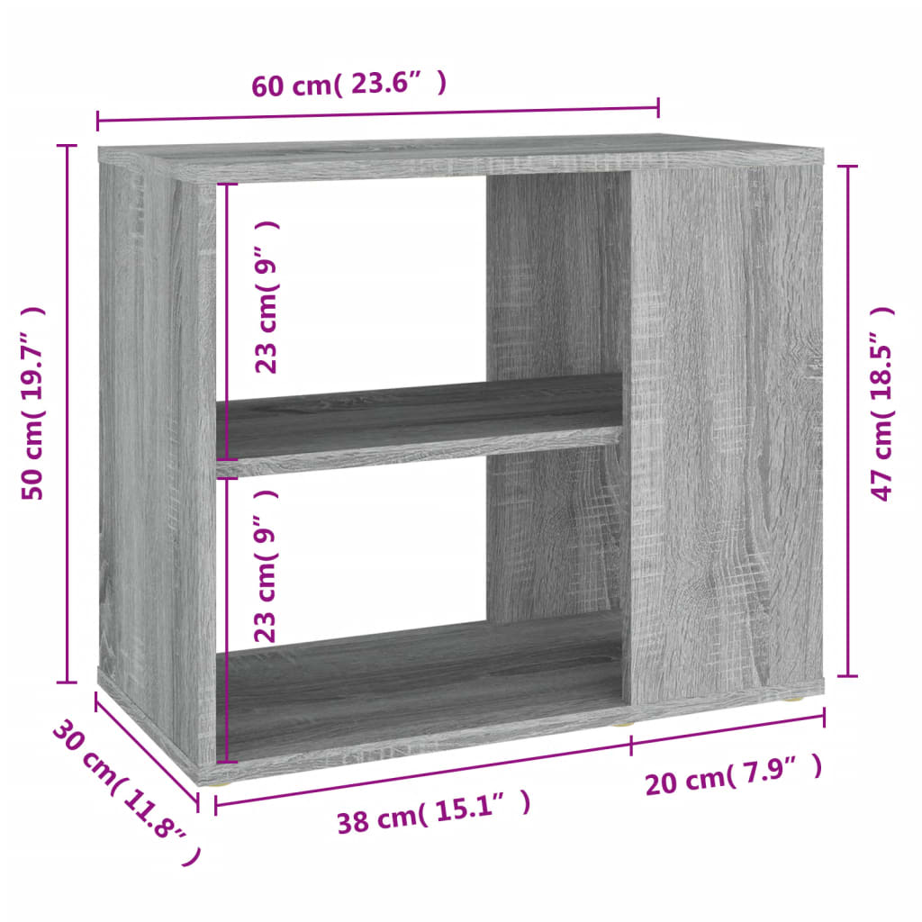 Mobiletto Laterale Grigio Sonoma 60x30x50 cm Legno Multistrato cod mxl 5796