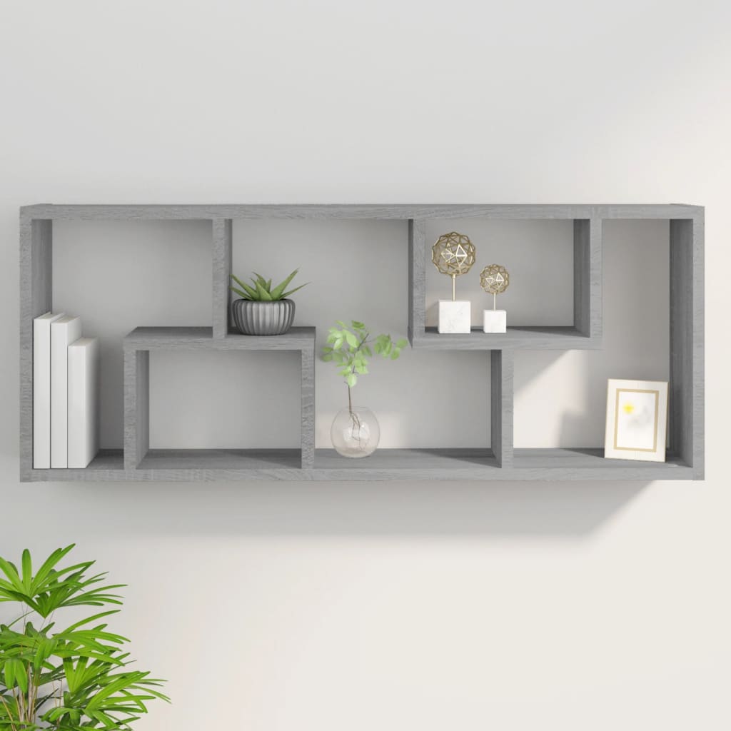 Mensola a Muro Grigio Sonoma 36x16x90 cm in Legno Multistrato 815847