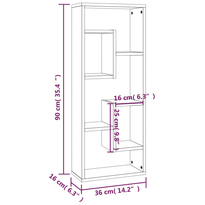 Mensola a Muro Grigio Sonoma 36x16x90 cm in Legno Multistrato 815847