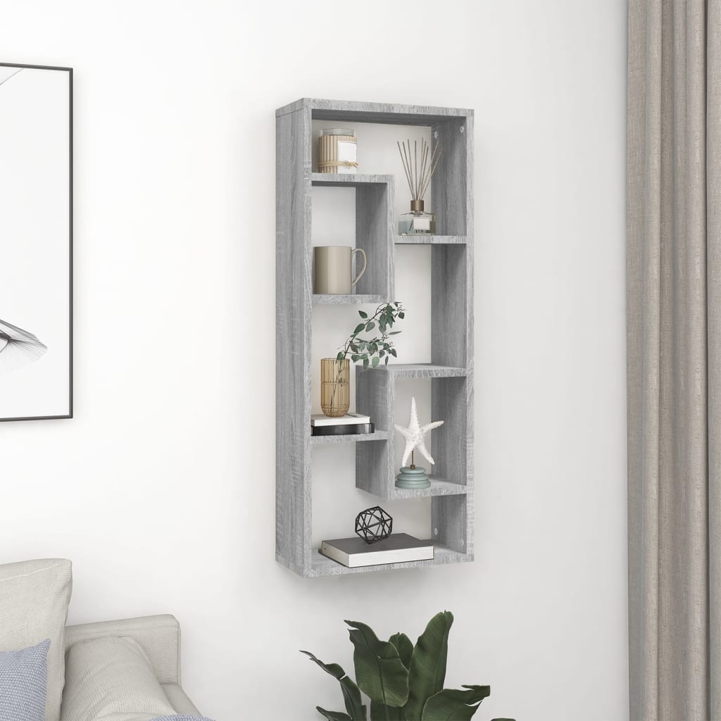 Mensola a Muro Grigio Sonoma 36x16x90 cm in Legno Multistrato 815847