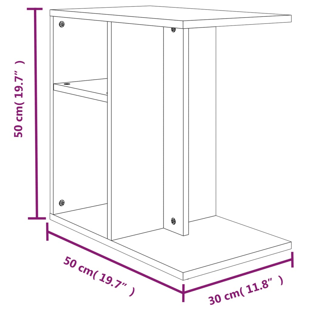 Tavolino da Salotto Rovere Marrone 50x30x50cm Legno Multistrato 815851