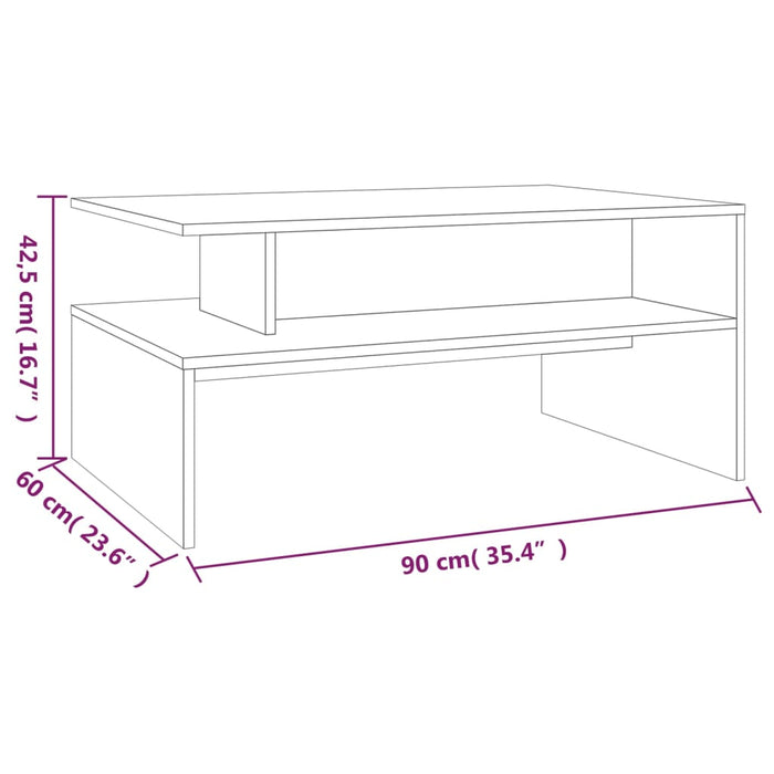 Tavolino da Salotto Rovere Fumo 90x60x42,5 cm Legno Multistrato cod mxl 18521