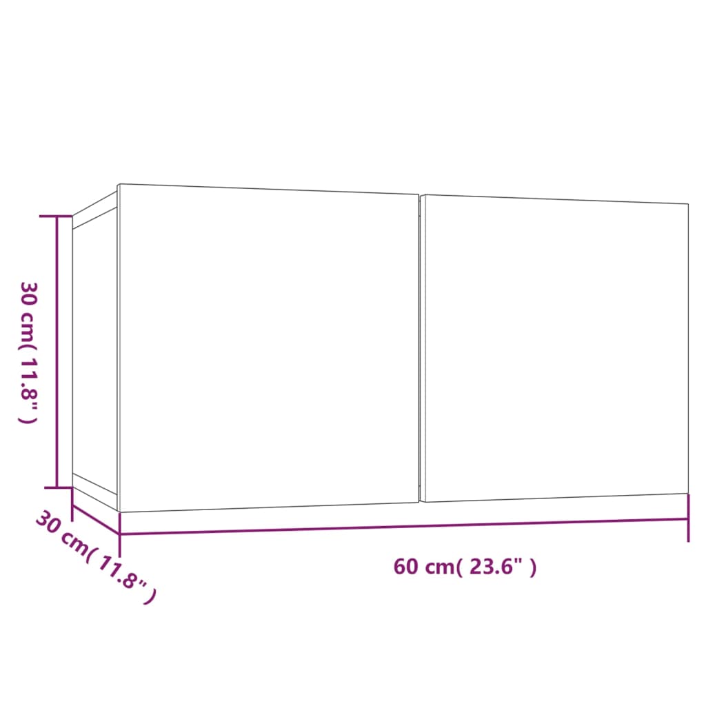 Mobile TV Pensile Rovere Fumo 60x30x30 cm in Legno Multistrato cod mxl 18639