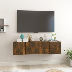 Mobili Porta TV Pensili 2 pz Rovere Fumo 60x30x30 cm 815868