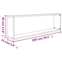 Mensole Parete Cubo 2pz Rovere Fumo 100x15x30 Legno Multistrato cod mxl 32918