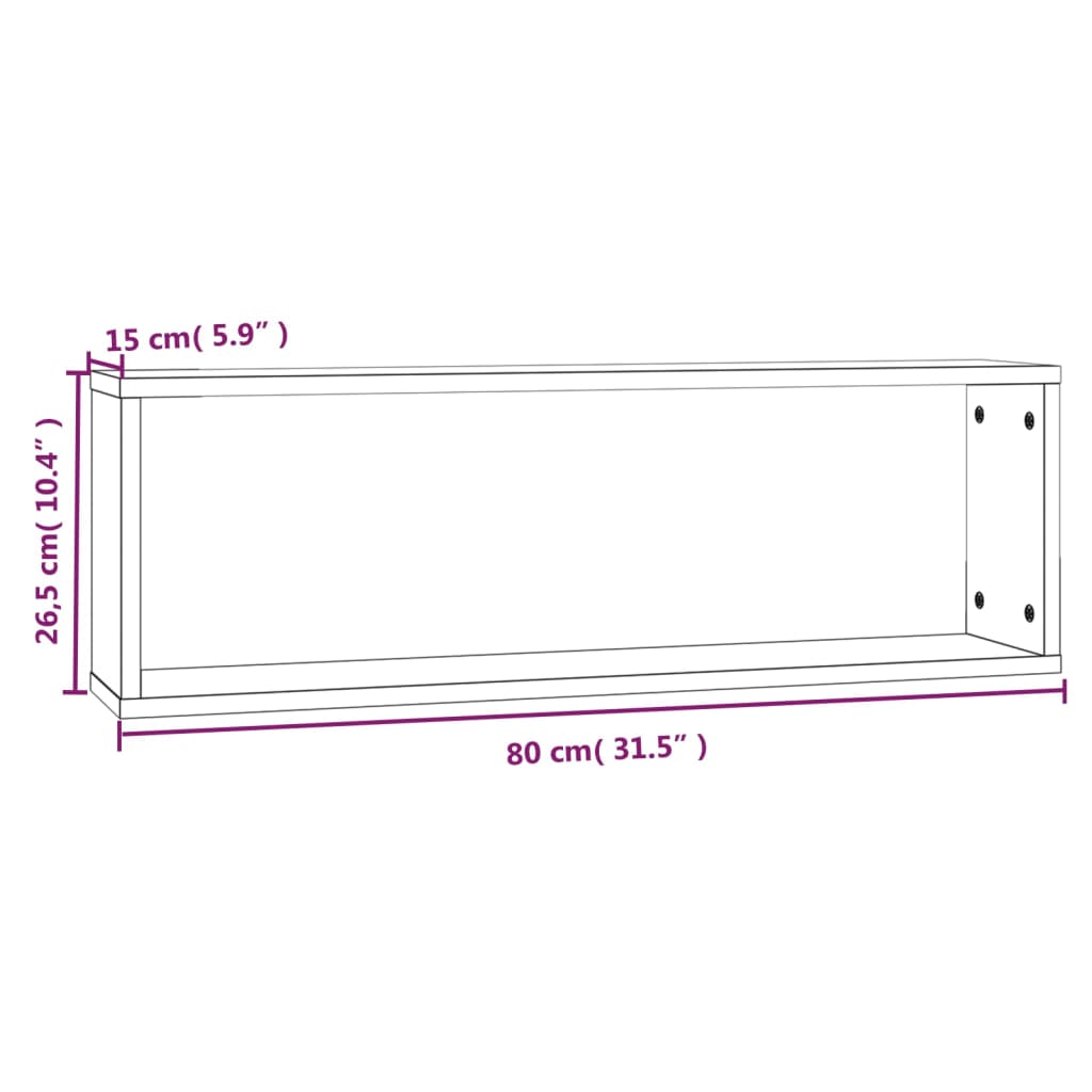 Mensole Parete Cubo 2 Rovere Fumo 80x15x26,5 Legno Multistrato cod mxl 32907