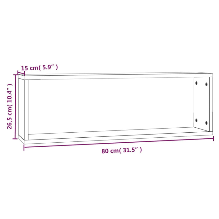 Mensole Muro Cubo 4 Rovere Fumo 80x15x26,5cm Legno Multistrato 815916