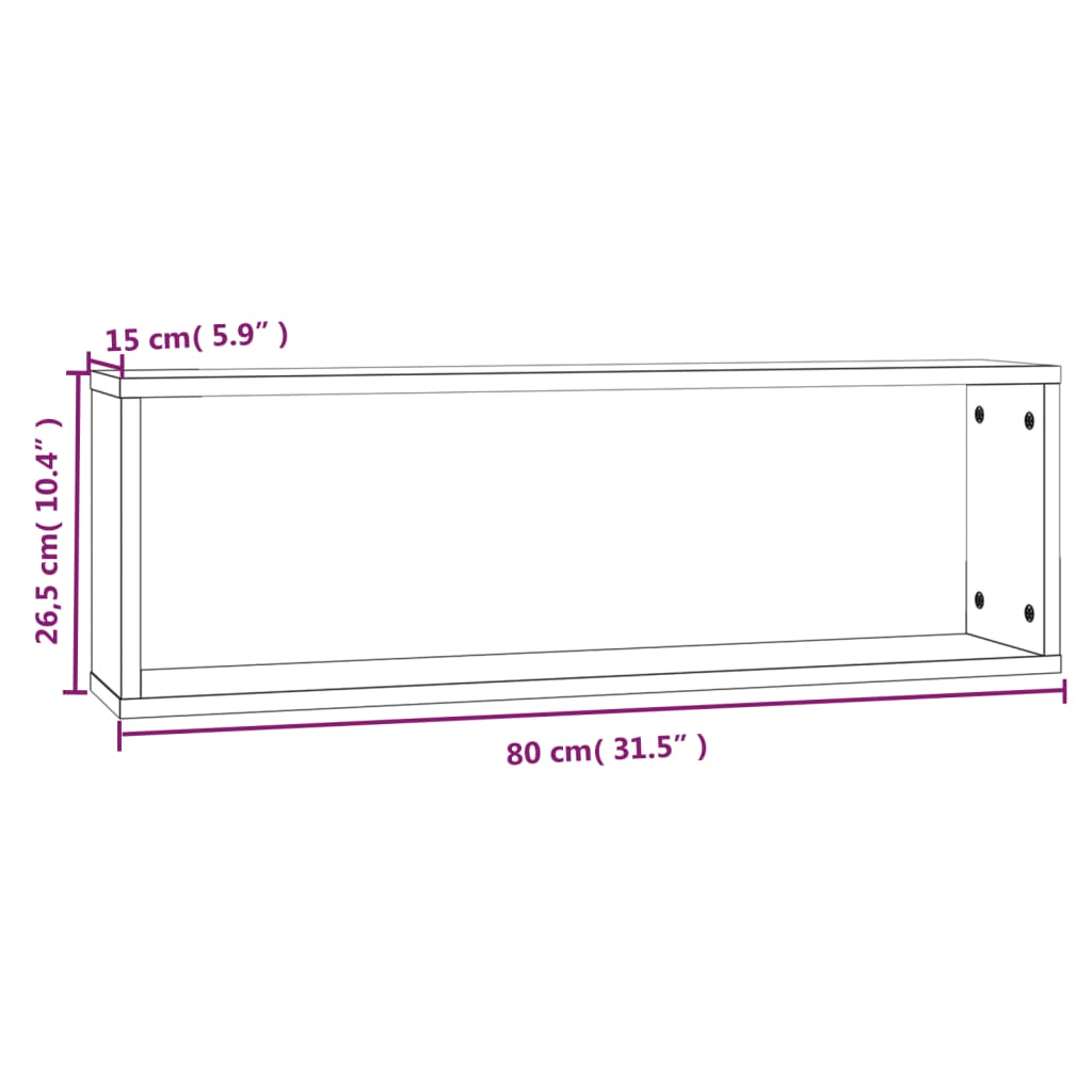 Mensole Muro Cubo 4 Rovere Marrone 80x15x26,5 Legno Multistrato cod mxl 32911