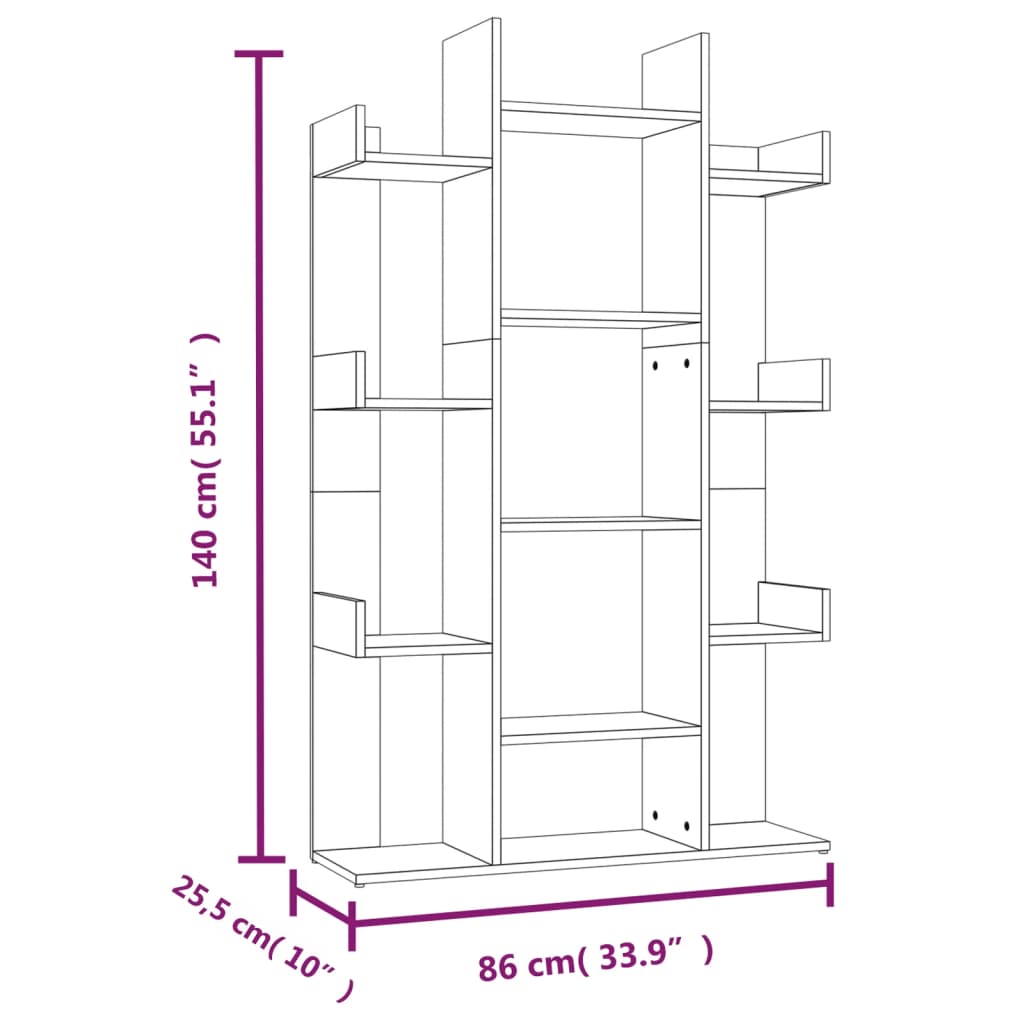 Libreria Rovere Fumo 86x25,5x140 cm in Legno Multistrato cod mxl 9511