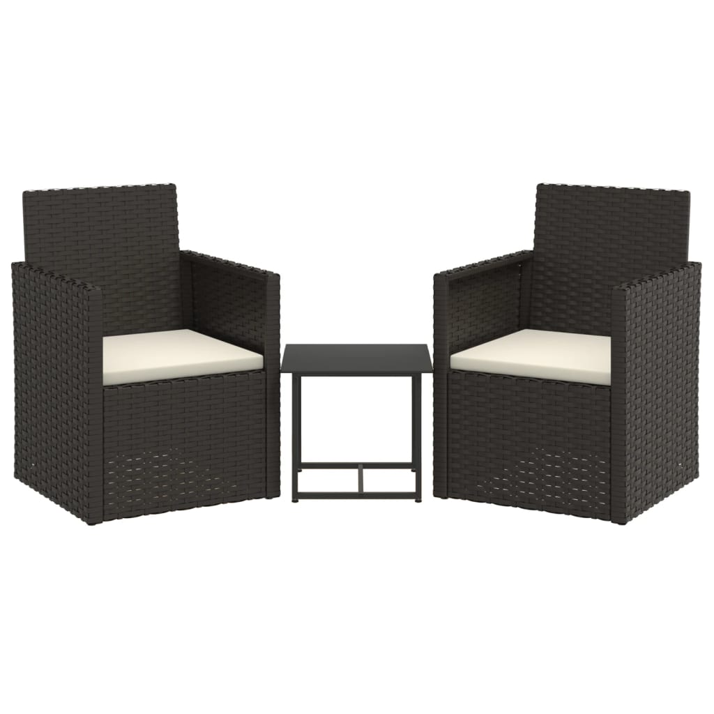 Set Divani da Esterno 3 pz con Cuscini Nero in Polyrattan cod mxl 35212