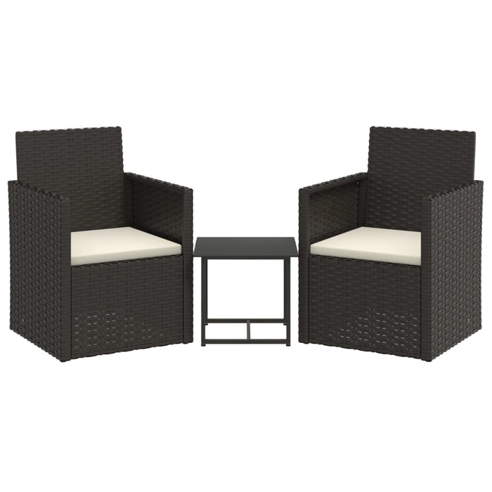 Set Divani da Esterno 3 pz con Cuscini Nero in Polyrattan cod mxl 35212