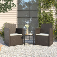 Set Divani da Esterno 3 pz con Cuscini Nero in Polyrattan cod mxl 35212