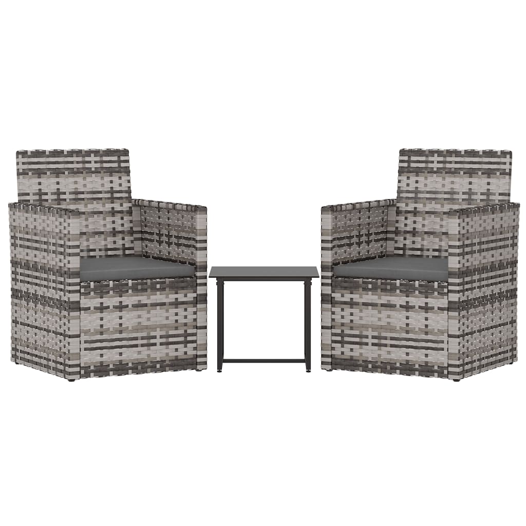 Set Divani da Esterno 3 pz con Cuscini in Polyrattan Grigio cod mxl 39767