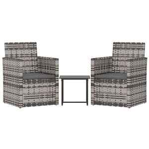 Set Divani da Esterno 3 pz con Cuscini in Polyrattan Grigio 319191