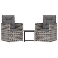 Set Divani da Esterno 3 pz con Cuscini in Polyrattan Grigio cod mxl 35214