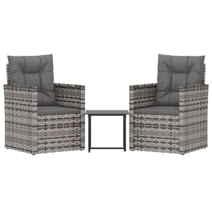 Set Divani da Esterno 3 pz con Cuscini in Polyrattan Grigio 319193